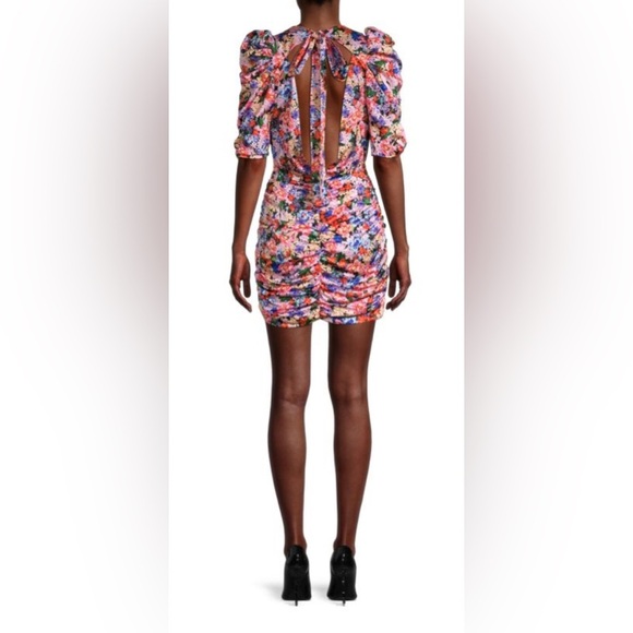 FOR LOVE & LEMONS Bouquet Floral Puff-Sleeve Mini Dress - Picture 2 of 3